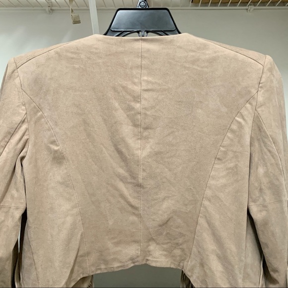 Guess Faux Suede Fringe Jacket Tan High Waisted M - Picture 5 of 6